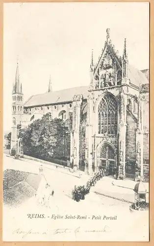 CPA Reims, Eglise saint Remi, Petit Portail, gel. 190?
