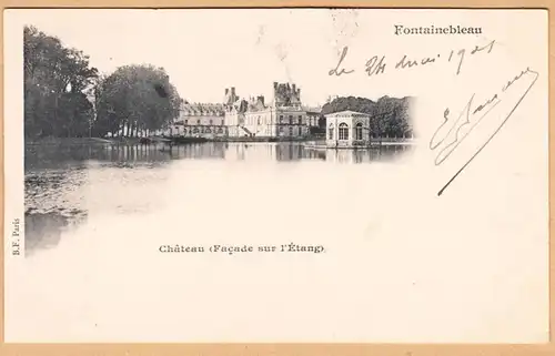 CPA Fontainebleau, Chateau Facade sur l'Etang, gel. 1901