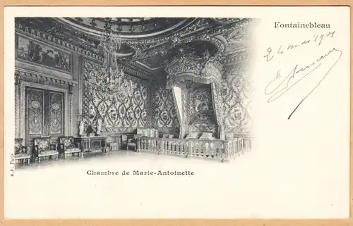 CPA Fontainebleau, Chambre de Marie-Antionette, engl. 1901
