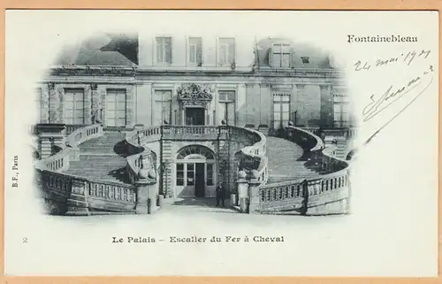 CPA Fontainebleau, Le Palais, Escaller du fer a Cheval, gel. 1901
