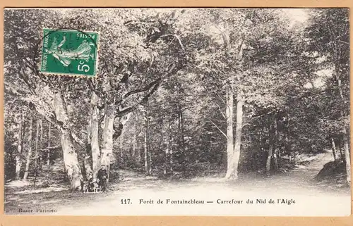 CPA Fontainebleau La Foret Le Carrefour du Nid de l'Aigle, gel. 1910