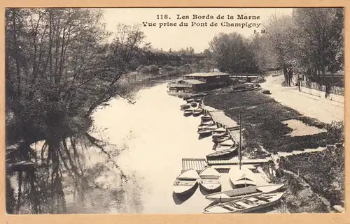 CPA Les Bords de la Marne, Vue prisse du Pont de Champigny, unhl.