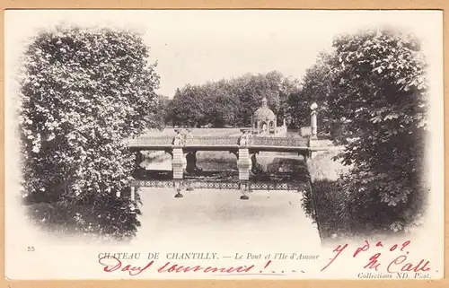 CPA Chateau de Chantilly, Le Pont de I'lle d'Amoure, engloutissant 1902