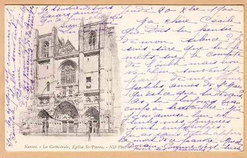 CPA Nantes, La Cathédrale, Eglise Saint Pierre, gel. 1900