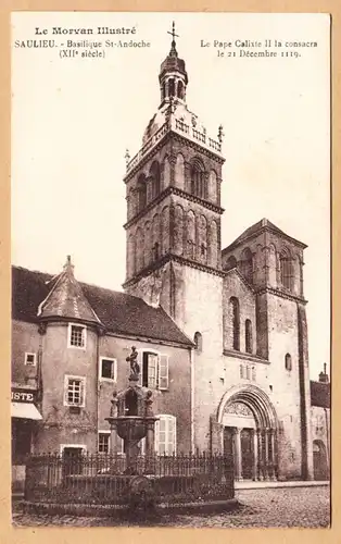 CPA Saulieu, Basilique de Saint-Andoche, gel.