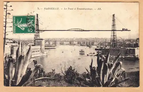 CPA Marseille, Le Pont a Transbordeur, gel. 1912