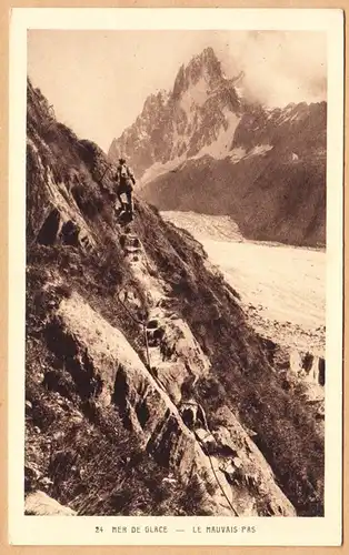 CPA Mer de Glace, Le Mauvais Pas, gel. 1947