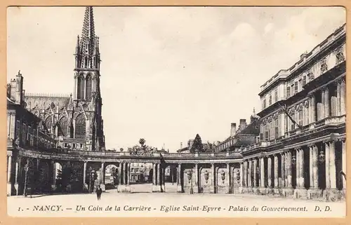 CPA Nancy, Un Coin de la Place Carriere, Eglise Saint Epvre, Palais du Gouvernement, ungel.