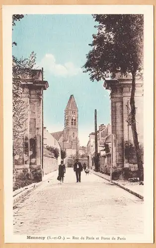 CPA Mennecy, Rue de Paris et Porte de Paris, ungel.