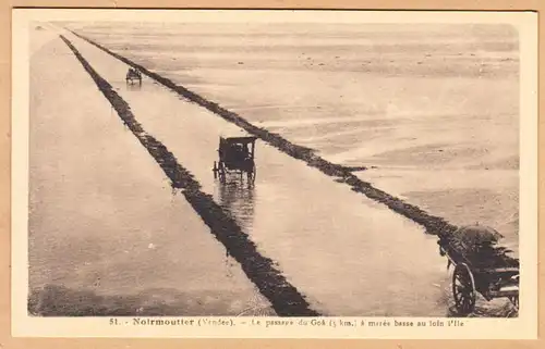 CPA Noirmoutier, Le pasage du Goa a maree basse au loin,ungel.