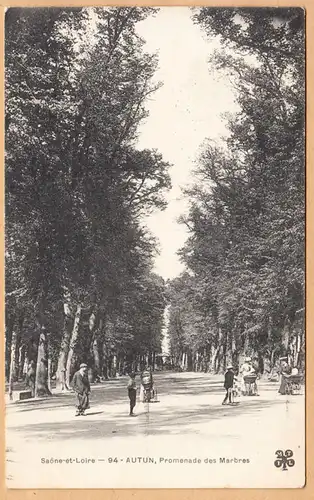 CPA Autun, Promenade des Marbres, englouti 1915