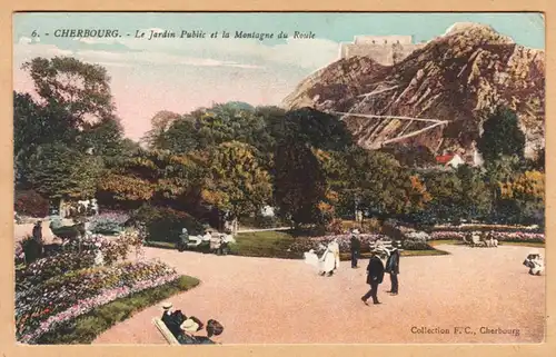 CPA Cherbourg, Le Jardin Public et la Montagne du Roule, ungel.