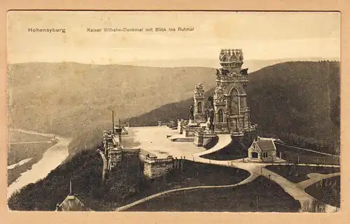 AK Hohensyburg, Kaiser-Wilhelm denkmal mit Blick ins Ruhrtal, gel. 1916