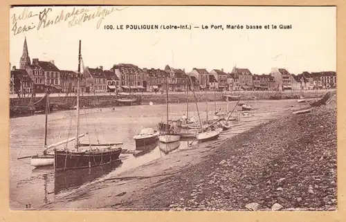 CPA Le Pouliguen, Le Port, Maree Basses et la Quai, gel.