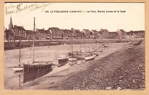 CPA Le Pouliguen, Le Port, Maree basses et la Quai, gel.