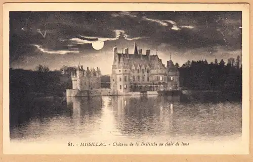 CPA Missillac, Chateau de la Bretsche au clair de lune, ungel.