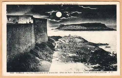 CPA Saint Malo, La Tour Bidouane et le Grand Be, Effet de Nuit, ungel.