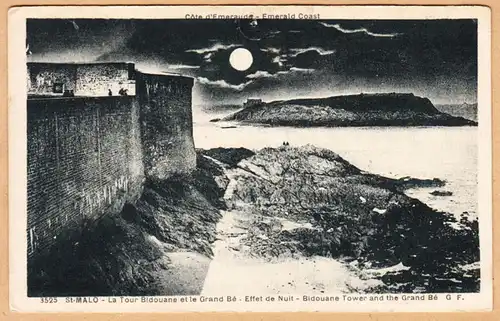 CPA Saint Malo, La Tour Bidouane et le Grand Be, Effet de Nuit, unmil.