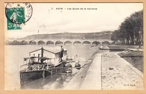 CPA Agen, Les Quais de la Garonne, gel. 1910