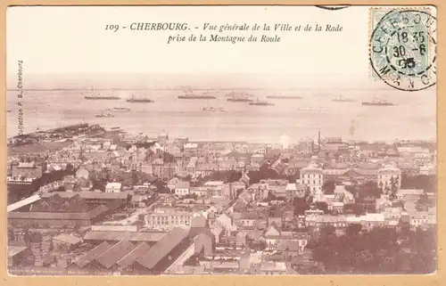 CPA Cherbourg, Vue generale de la Ville et la Rade, gel. 1905