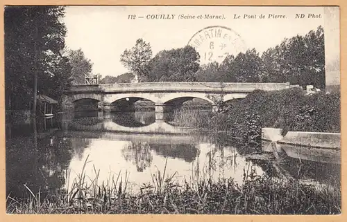 CPA Couilly, Le Pont de Pierre, gel.