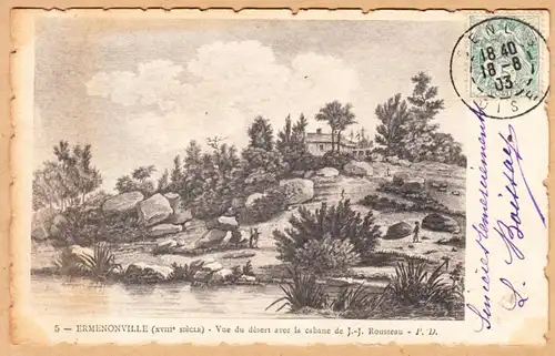 CPA Ermenonville, Vue du desert avec la cabane, gel. 1903