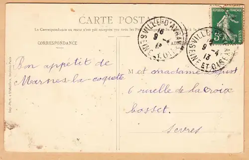 CPA Marnes la Coquette, Bergerie Imperiale, englouti 1913