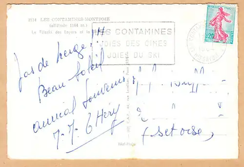 CPA Les Contamines-Montjoie, Teleski des Loyers, en 1964