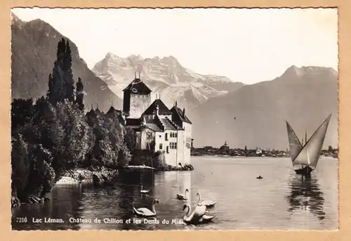 CPA Lac Leman, Chateau de Chillon et les Dents du Midi, unhil.
