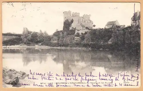 CPA Bourbon l'Archambault, L'Etang et les Ruines, gel. 1905