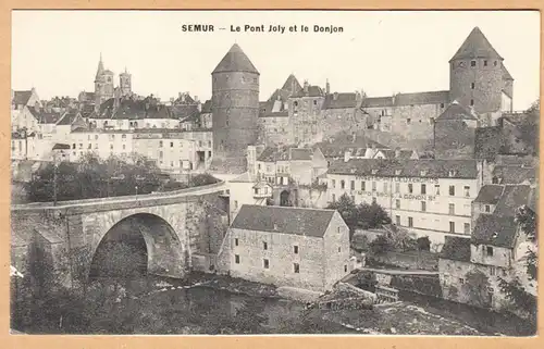 CPA Semur, Le Pont Joly et le Donjon, ungel.
