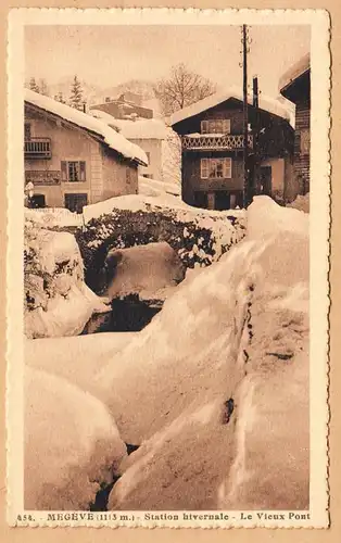 CPA Megève, Staion hiernale, Le Vieux Pont, gel.