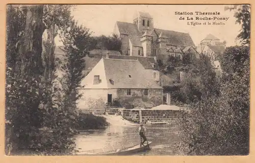 CPA La Roche Posay, station Thermale, L'Eglise et le Moulin, unhäll.