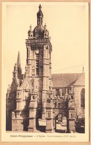 CPA Saint-Thégonnec, L'Eglise, Vue d'ensemble, ungel.