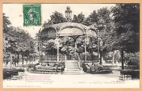 CPA Nancy, La Pépinière , Kiosque de Musique, gel. 1907