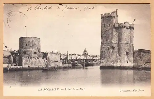 CPA La Rochelle, L'Entree du Port, gel. 1906