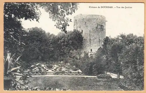 CPA Chateau de Dourdan,Vue des Jardins, gel.