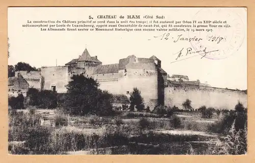 CPA Château de HAM, côté Sud, La construction du château, ungel.