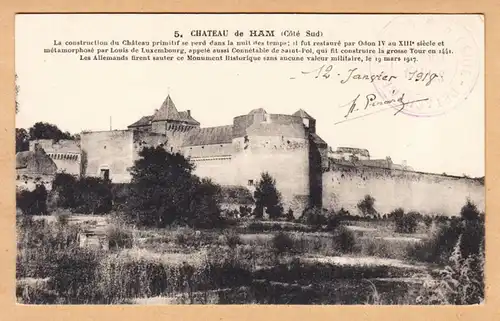 CPA Château de HAM, côté Sud, La construction du châteaux, ohnl.