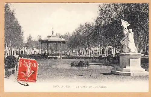 CPA Agen, Le Gravier- Jardins, gel.