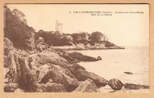 CPA Ile de Noirmoutier, Rochers de l'Anse Rouge, Bois de la Chaise, gel.