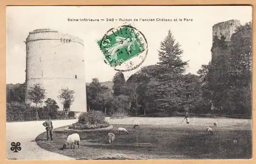 CPA Seine Inférieure, Ruines de l'ancien Château et le Parc, gel.1913