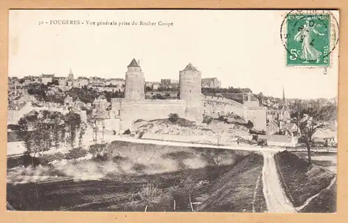 CPA Fougeres,Vue generale prise du Rocher Coupe, gel.