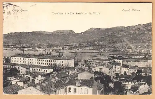 CPA Toulon 7, La Rade et la Ville, en 1908 ?