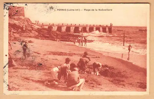 CPA Pornic, Plage de la Noeveillard, gel. 1946