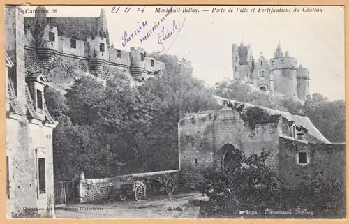 CPA Montreuil Bellay, Porte de Ville et Frotifications du Château, englout. 1904