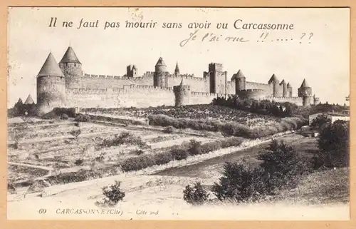 CPA Carcassonne, Cote Sud, gel. 1919