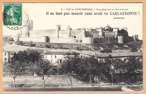 CPA Carcassonne, Vue generale du Nord-Ouest, gel.