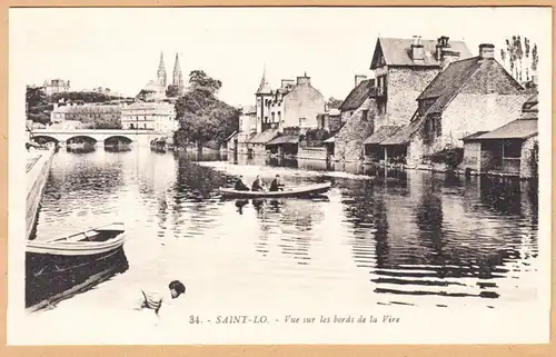 CPA Saint Lo, Vue sur les bords de la Vire, ungel.