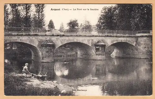 CPA Argent-sur-Sauldre, Le Pont sur la Sauldre, gel.